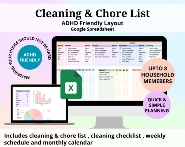 Cleaning & Chore List Google Spreadsheet Template